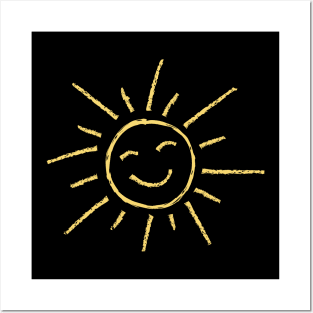 Smiling Sun Chalkboard Drawing Posters and Art